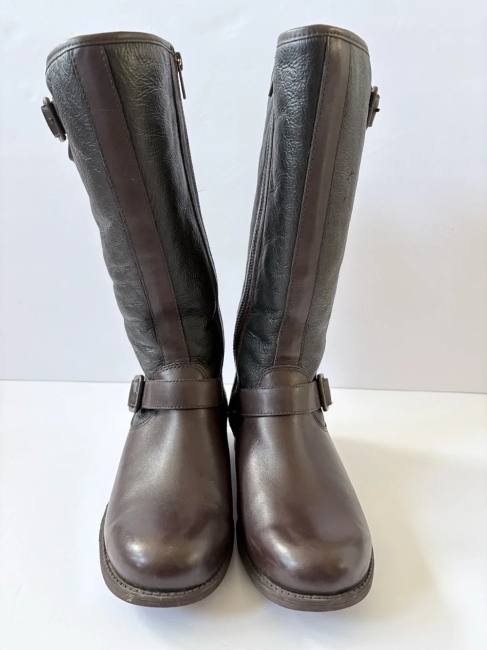 Ugg Chancery Tall Riding brown black Leather Boot Shearling Fur Lined Boot‎ 7.5